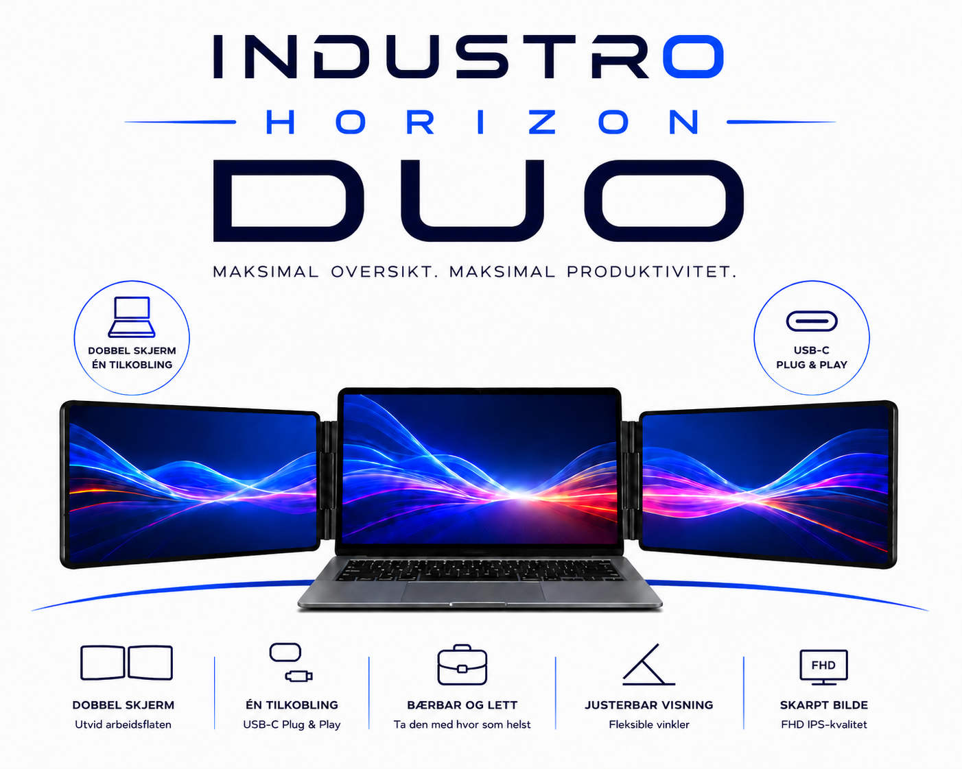 INDUSTRO HORIZON DUO - DOBBELSKJERM